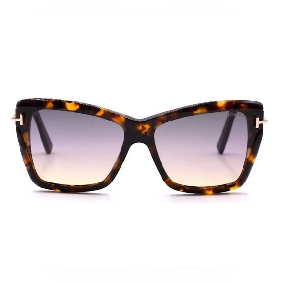 NEW TOM FORD WOMEN HAVANA SQUARE SUNGLASSES TF849 55B SUNGLASSES LEAH FT849/S - Picture 2 of 4